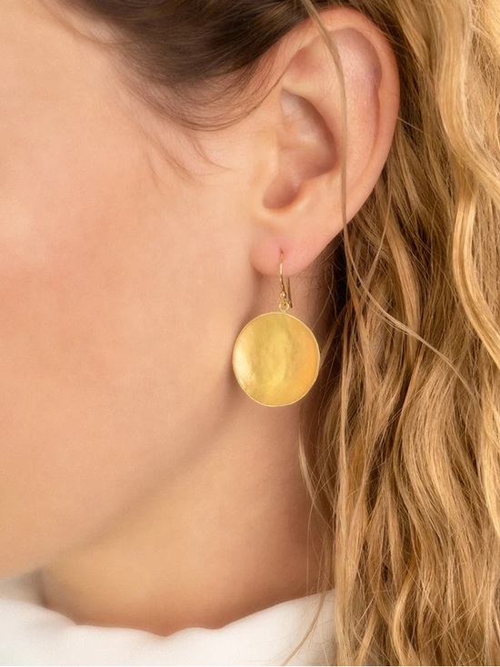Anne Sportun Jewelry - Anne Sportun 18 Karat Yellow Gold Earrings - Large Hammered Disc With Hooks
